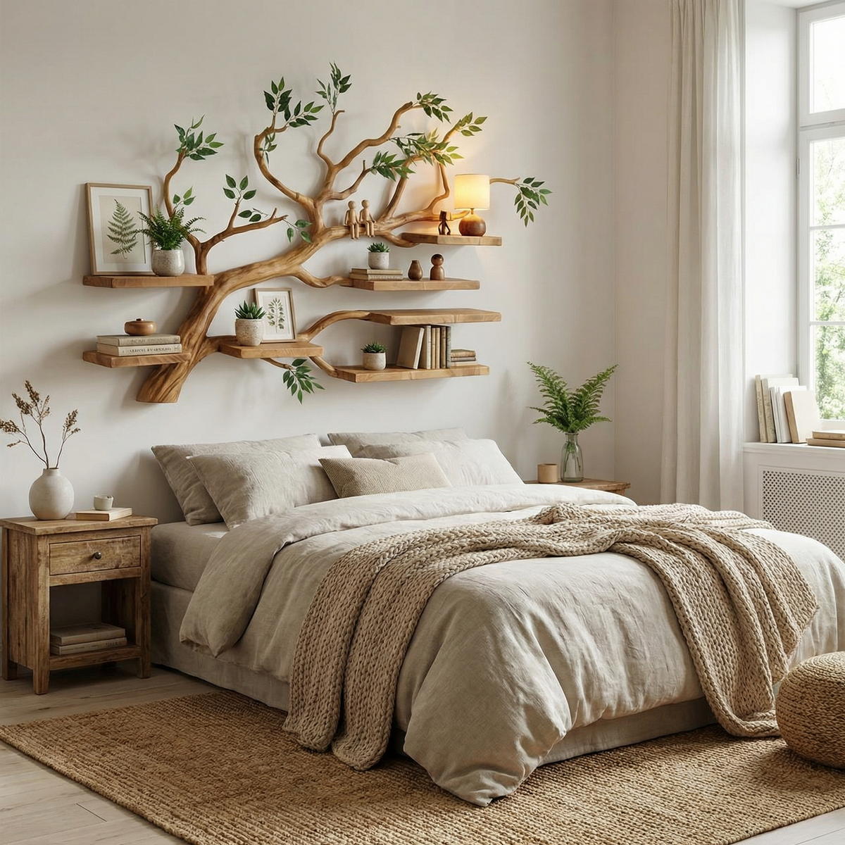 Rustic Tree Wall Shelf